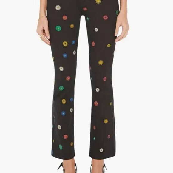 Mother The Insider Flood Bootcut Jeans In Fresh As A Daisy (Black) NEW Size 27 - Picture 3 of 8